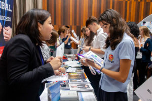 bisp student talking to a university admission officer