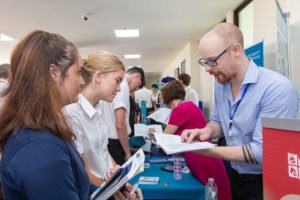 bisp students with an admission officer at the annual phuket university fair