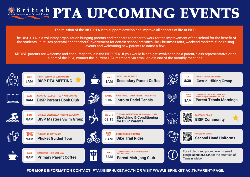 BISP PTA Upcoming Events 2